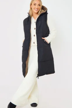 In the Style Recycled Longline Reversible Gilet Black