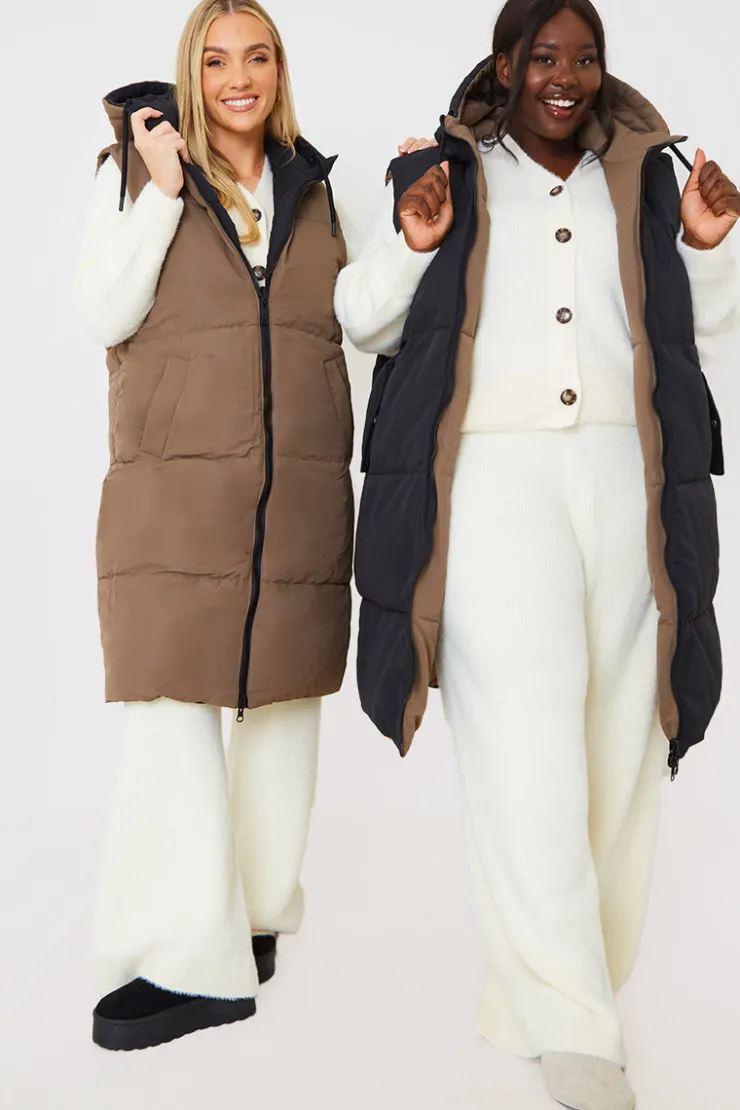 In the Style Recycled Longline Reversible Gilet Black