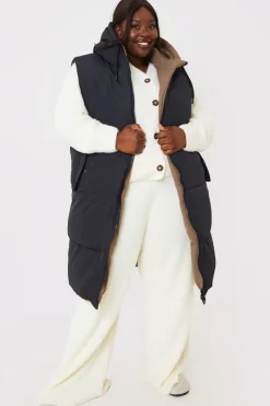 In the Style Recycled Longline Reversible Gilet Black