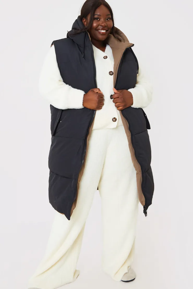 In the Style Recycled Longline Reversible Gilet Black