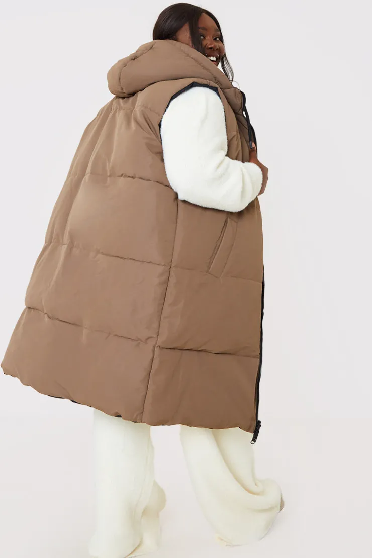 In the Style Recycled Longline Reversible Gilet Black