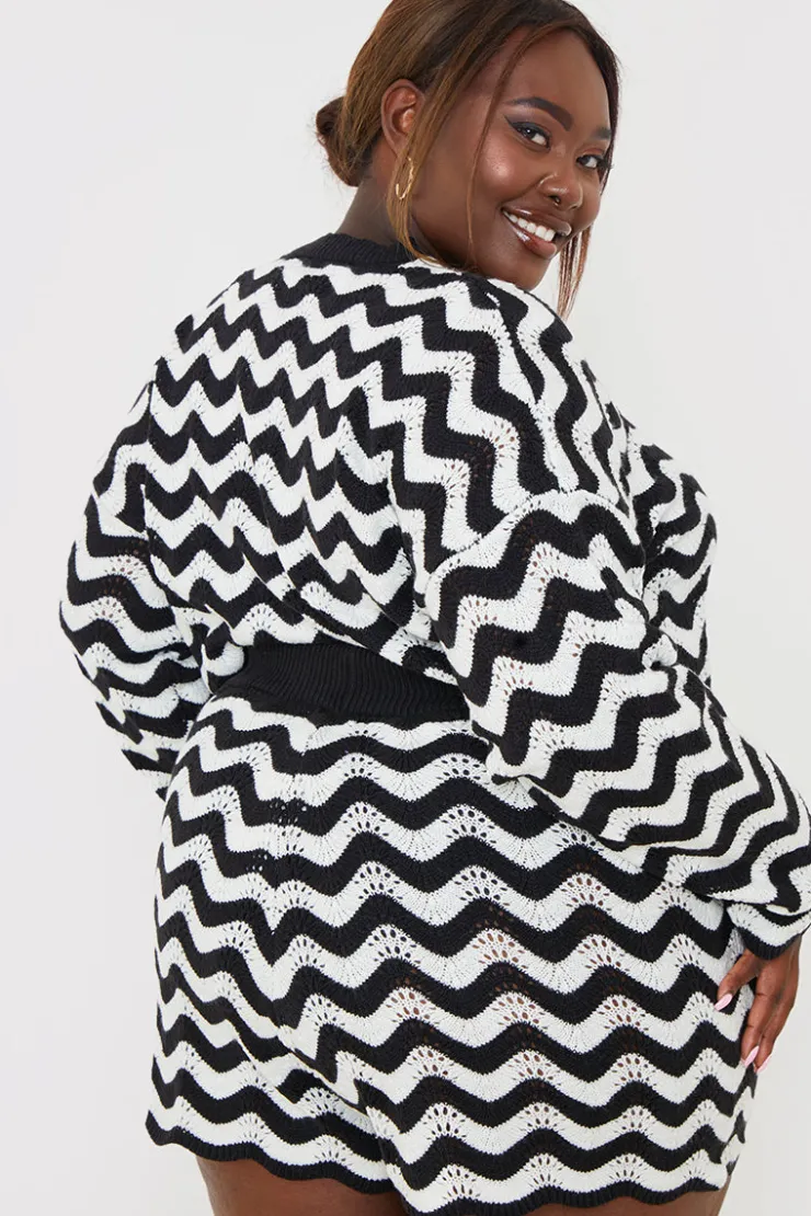 In the Style Recycled Stripe Chevron Co Ord Shorts Monochrome
