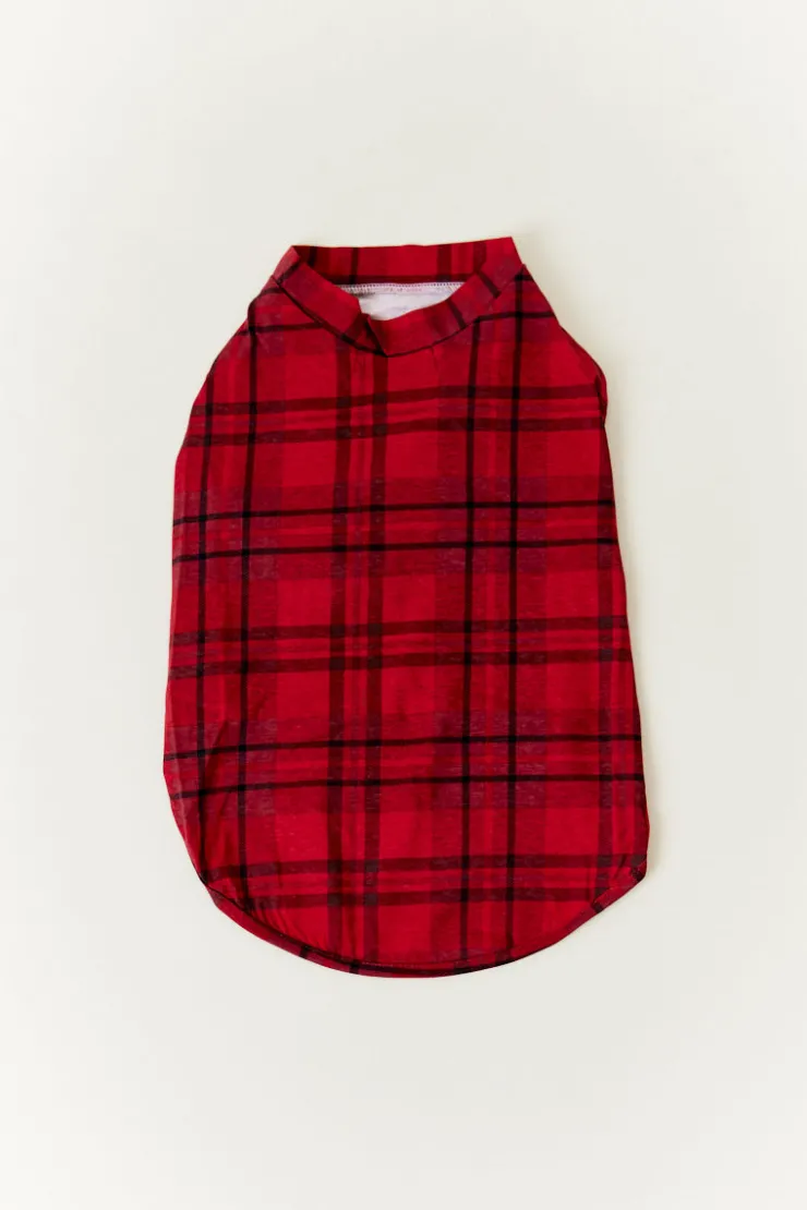 Clearance In the Style Checked Matching Dog Coat Red