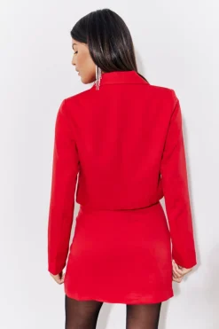 Best In the Style Cropped Tailo Blazer Red