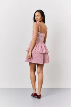 Online In The Style Seersucker Gingham Shir Mini Dress Red