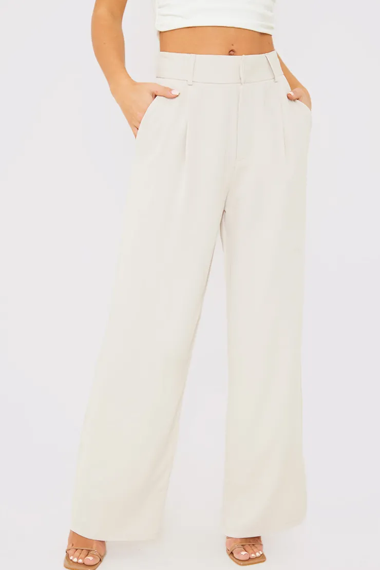 Sale In the Style Relaxed Wide Leg Trouser Cream