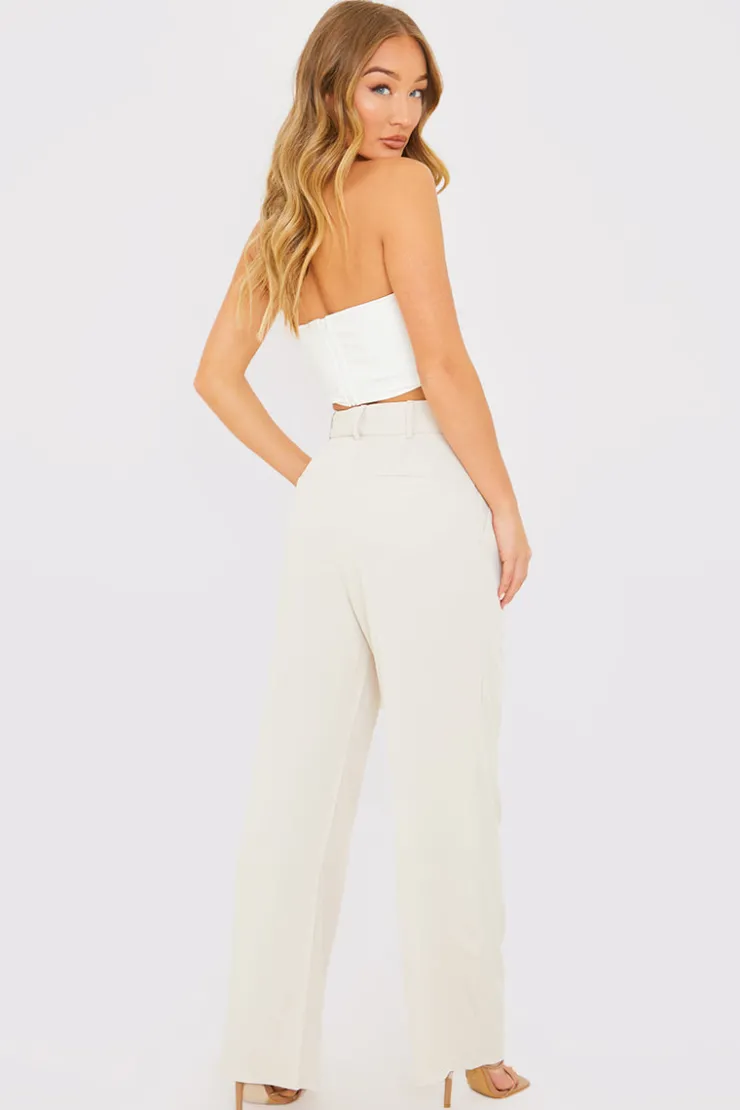 Sale In the Style Relaxed Wide Leg Trouser Cream