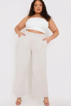 Sale In the Style Relaxed Wide Leg Trouser Cream