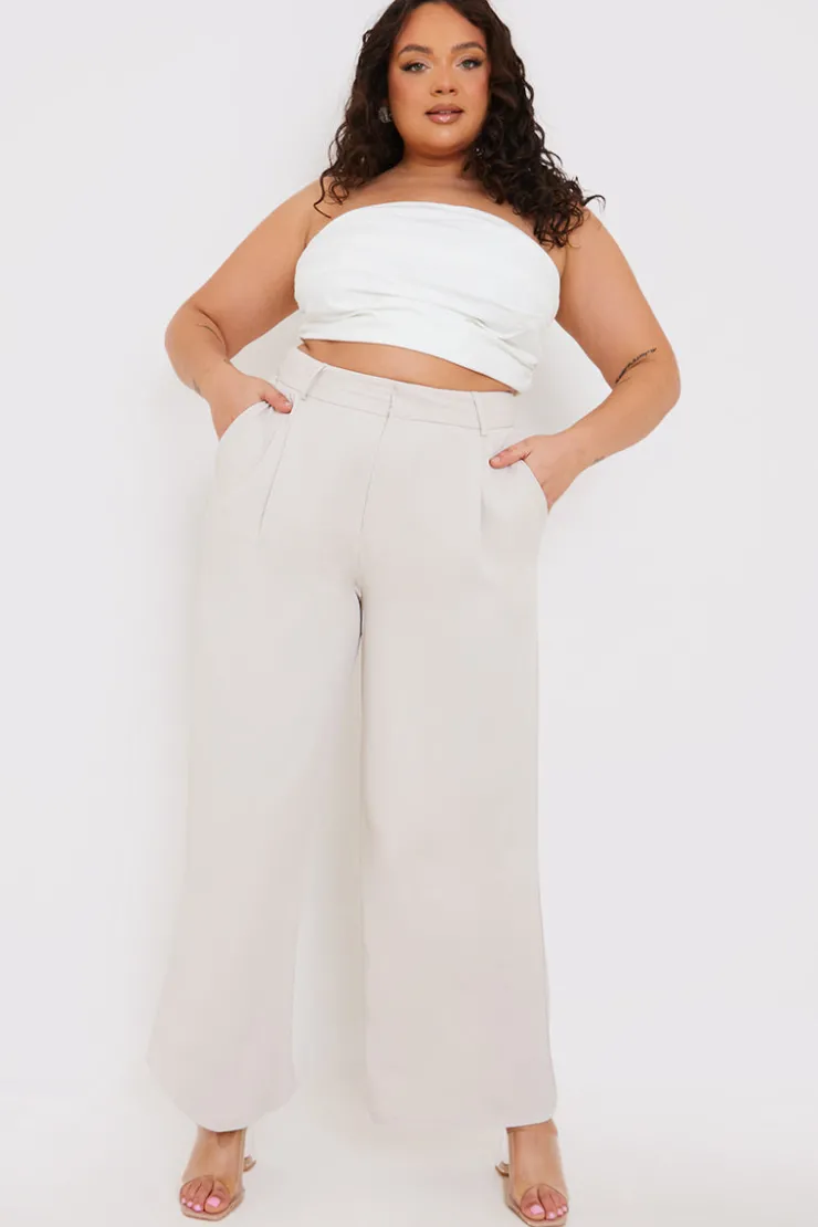 Sale In the Style Relaxed Wide Leg Trouser Cream
