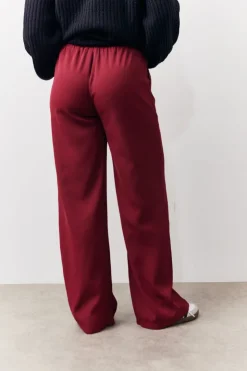 Outlet In The Style Relaxed Woven Trouser Burgundy