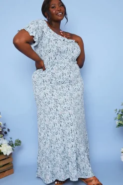 New In the Style Responsible Viscose Paisley Bardot Midi Dress Blue