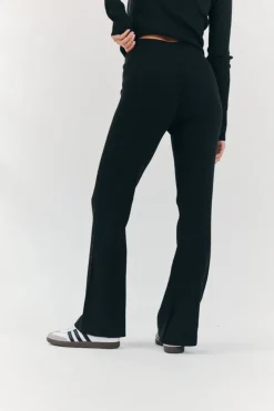 Best Fits Rib Knit Co-Ord Flare Trouser Charcoal