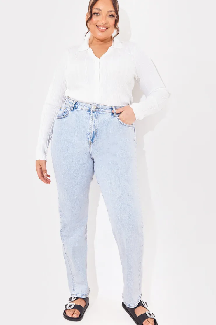In The Style Ribbed CollaFitted Cardigan White