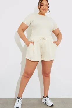 Sale Fits Ribbed Crew Neck Short Sleeve Bodysuit