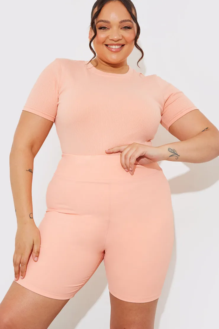 Sale Fits Ribbed Crew Neck Short Sleeve Bodysuit