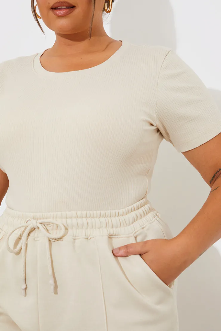 Sale Fits Ribbed Crew Neck Short Sleeve Bodysuit