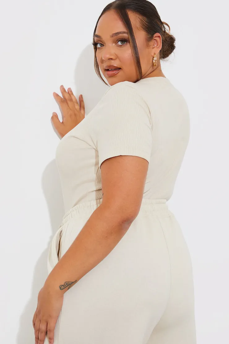 Sale Fits Ribbed Crew Neck Short Sleeve Bodysuit