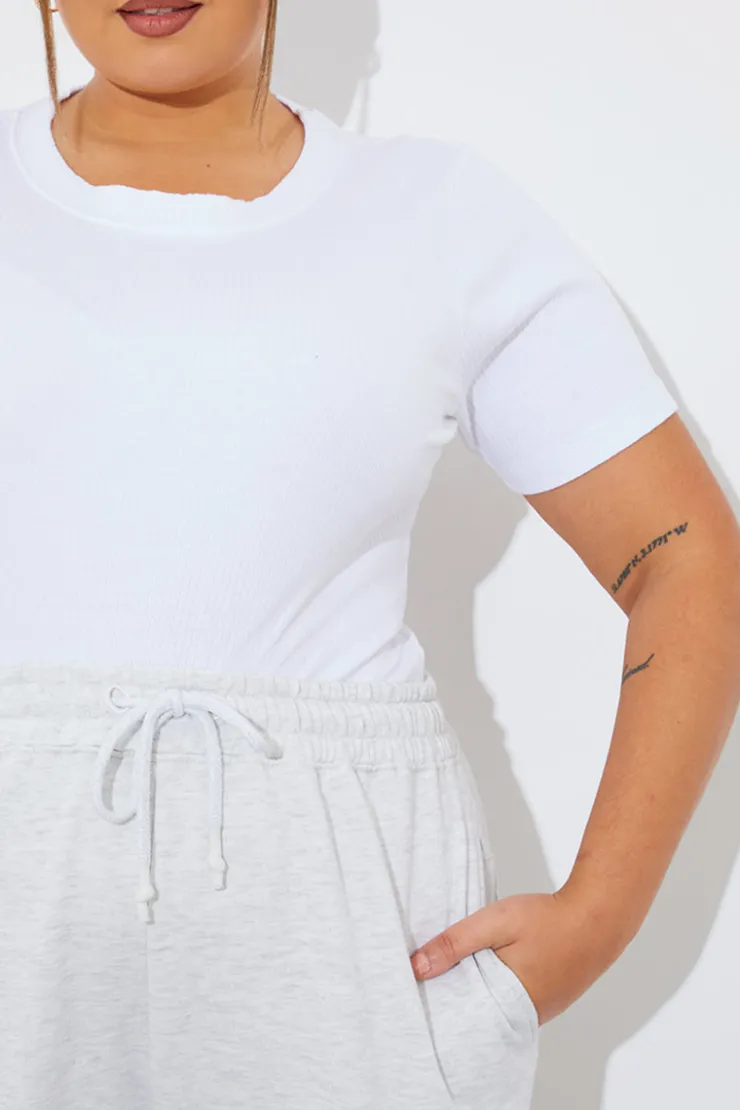 Sale Fits Ribbed Crew Neck Short Sleeve Bodysuit