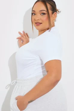 Sale Fits Ribbed Crew Neck Short Sleeve Bodysuit