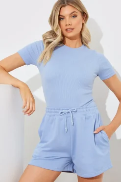 Sale Fits Ribbed Crew Neck Short Sleeve Bodysuit