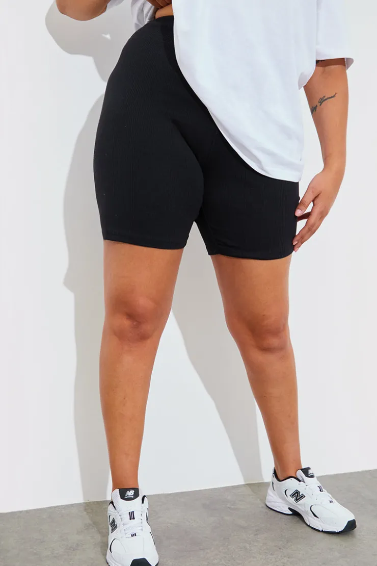 Hot In The Style Ribbed High Waisted Cycling Shorts