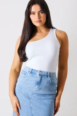 In The Style Ribbed One Shoulder Vest