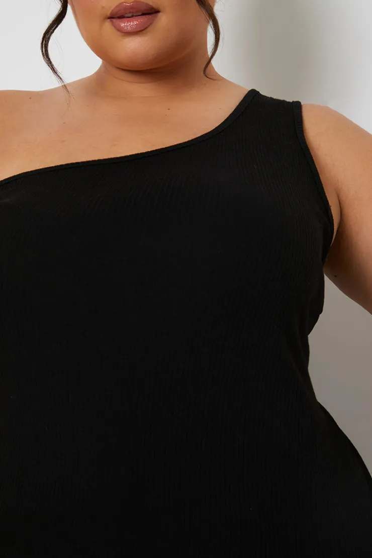 In The Style Ribbed One Shoulder Vest
