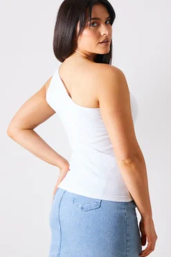 In The Style Ribbed One Shoulder Vest