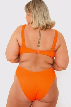 Discount In the Style Ribbed Seamless Boomerang Bikni Bottom Coral