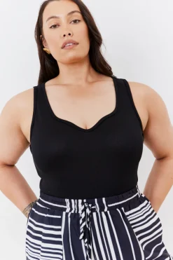 Clearance In The Style Ribbed Sweetheart Neckline Bodysuit