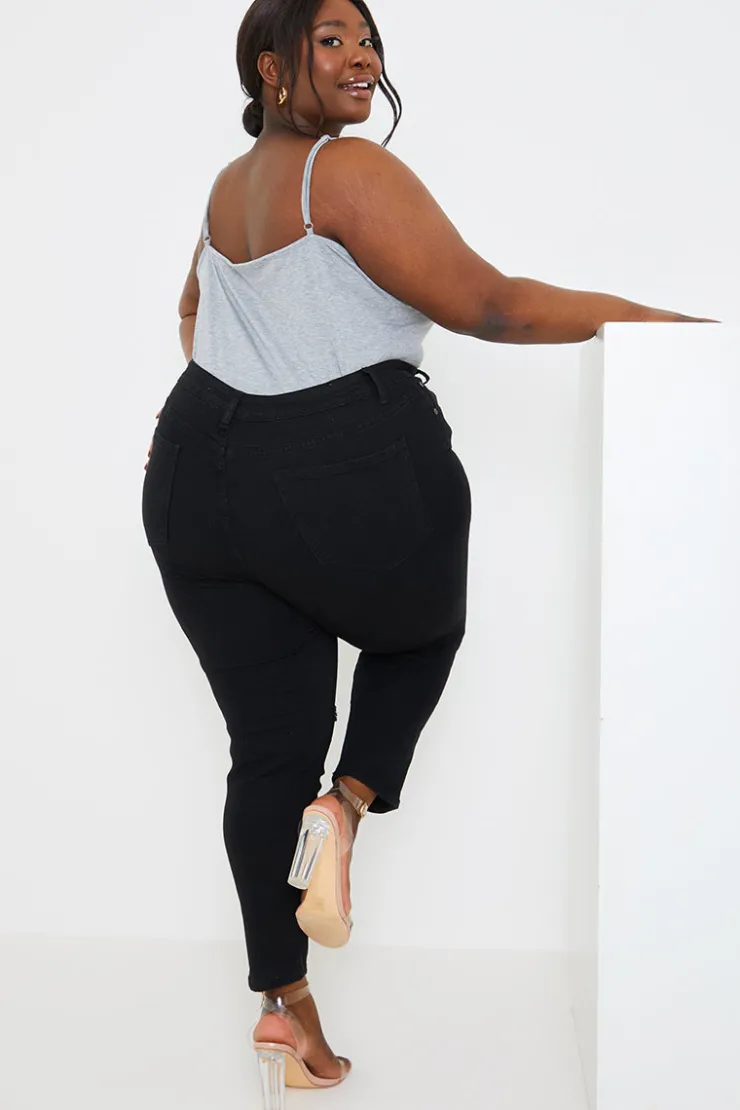 Online In the Style Ripped Knee Wash Stretch Skinny Jeans Black
