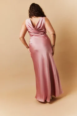 Outlet In The Style Satin Cowl Back Maxi Dress Rose pink