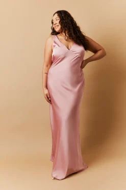 Hot In The Style Satin Twist Back Maxi Dress Rose pink