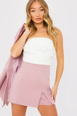Sale In the Style Ruched Bandeau Corset Top White
