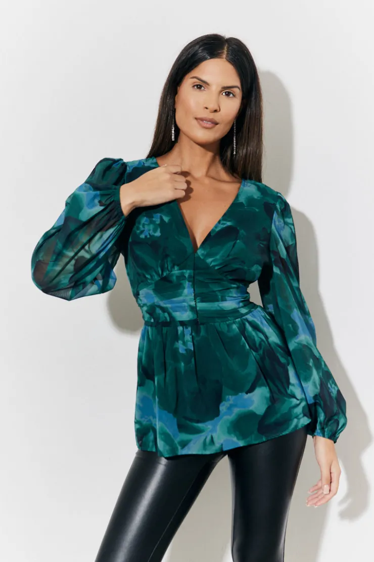Sale In The Style Ruched Printed Blouse Multicoloured
