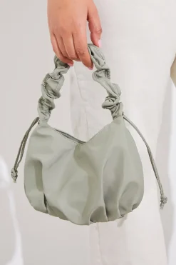 New In The Style Ruched Strap Grab Bag Green