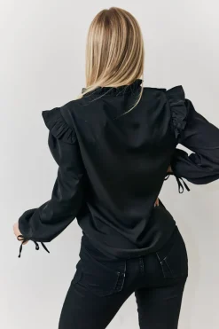 Hot In The Style Ruffle Blouse Black