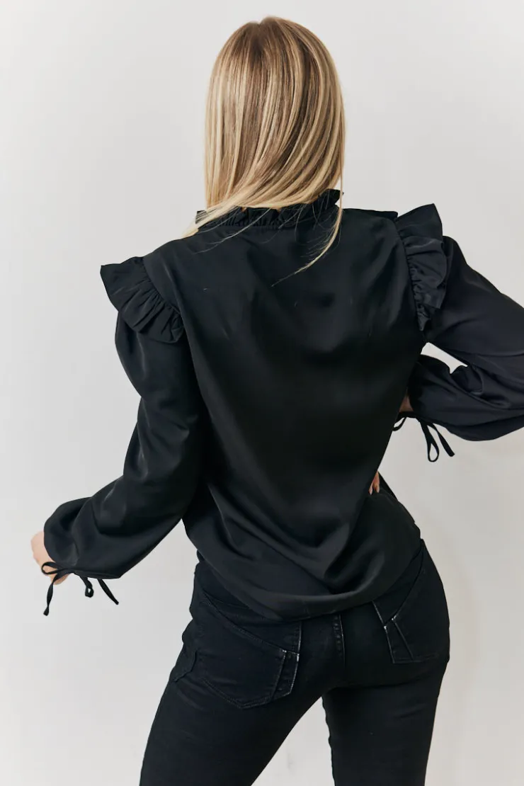Hot In The Style Ruffle Blouse Black