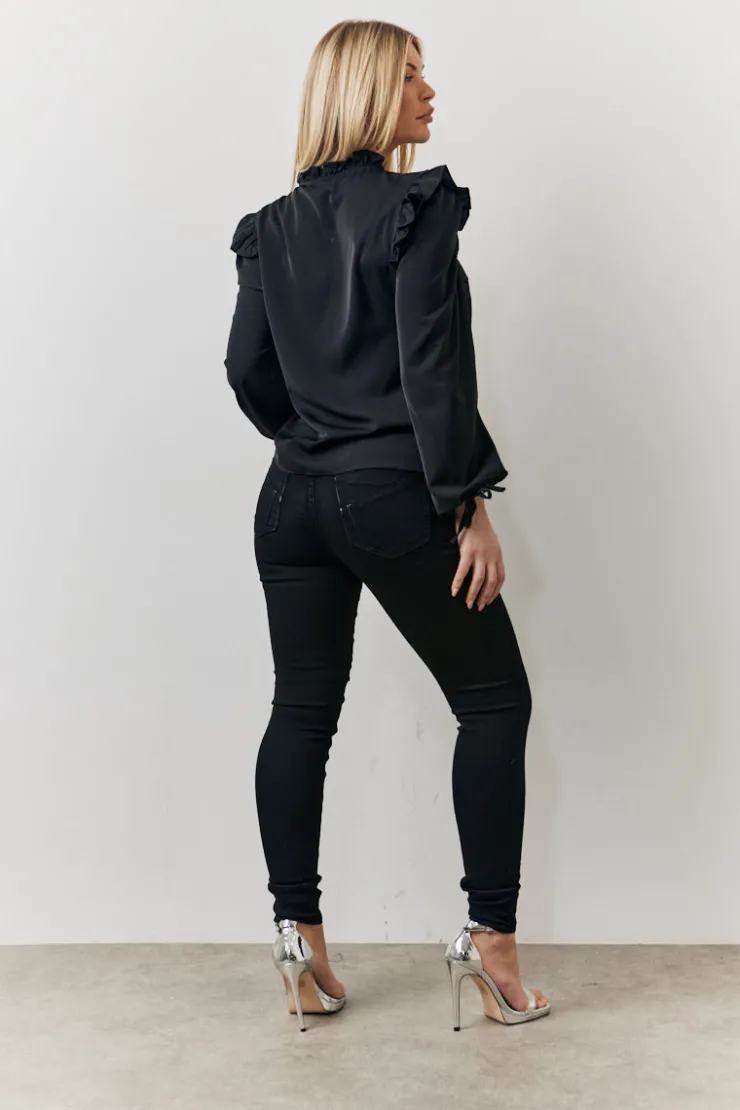Hot In The Style Ruffle Blouse Black