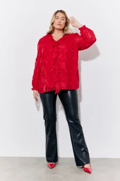 Online In the Style Ruffle Blouse Red