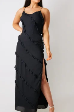 In the Style Ruffle Detail Maxi Dress