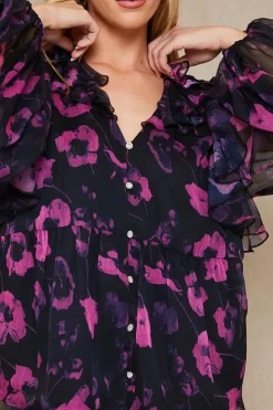 Discount In The Style Ruffle Puff Sleeve Blouse Pink