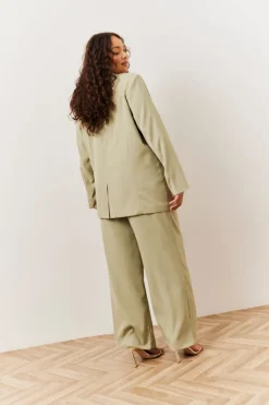 New In The Style Pleated Wide Leg Trouser Sage