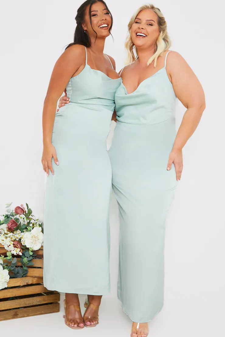 Sale In The Style Satin Cowl Neck Maxi Dress