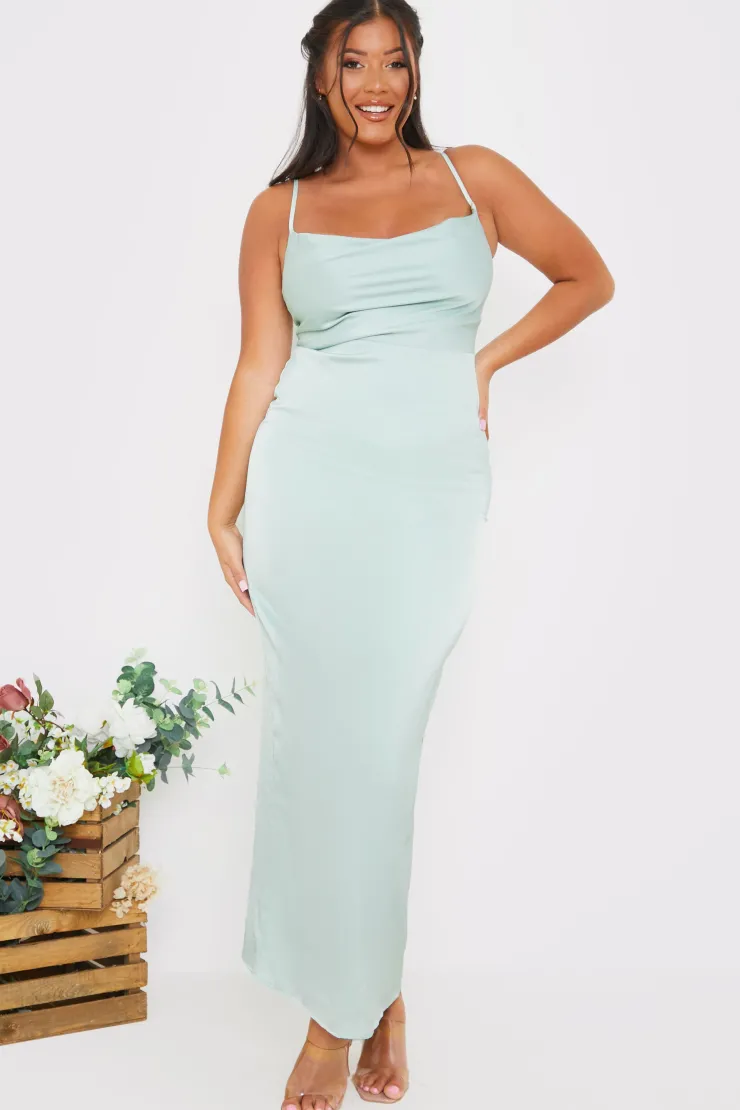 Sale In The Style Satin Cowl Neck Maxi Dress