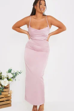 Sale In The Style Satin Cowl Neck Maxi Dress
