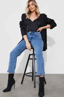 Hot Fits Satin Plunge Cami Top Black