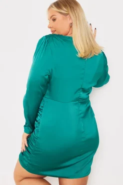 In the Style Satin Ruched Drape Mini Dress