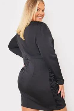 In the Style Satin Ruched Drape Mini Dress