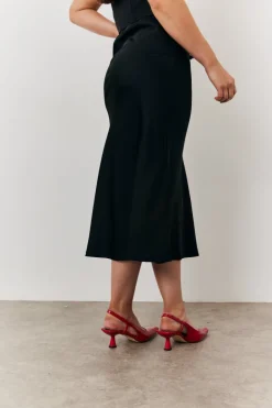 Outlet In the Style Satin Tie Waist Slip Skirt Black